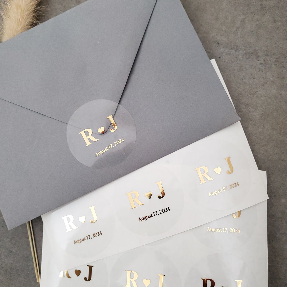 Real Foil Wedding Stickers, Wedding Favor Labels, Foiled Envelope