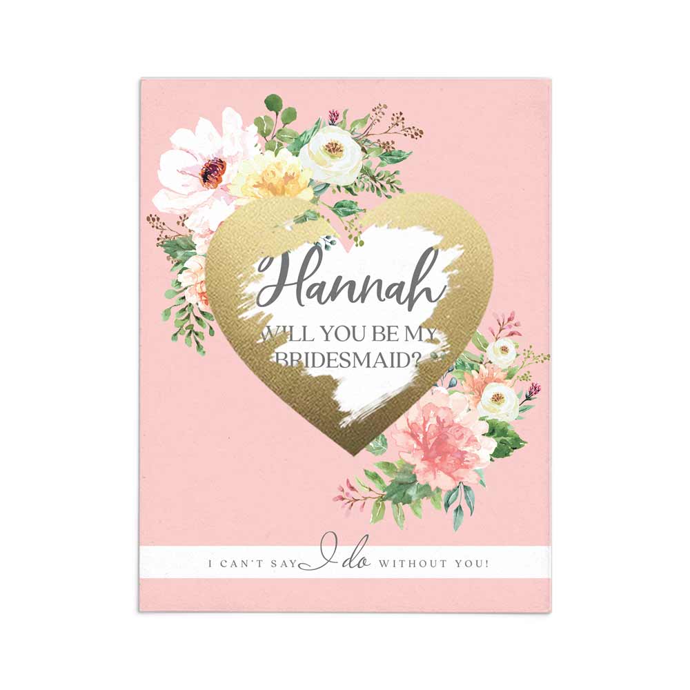 Personalized Blush Will You Be My Bridesmaid Scratch Off Card Proposal