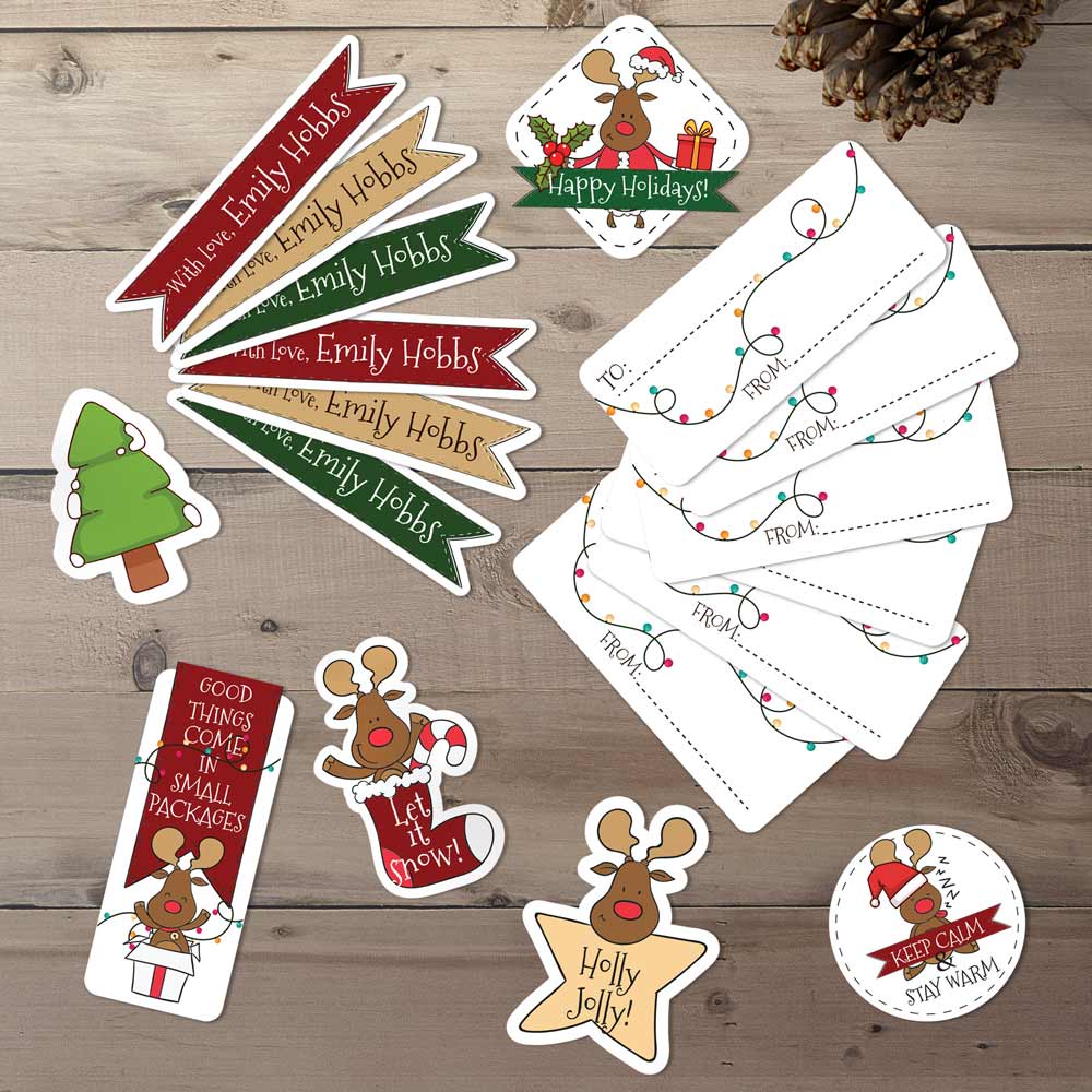 Set of 18 Personalized Christmas Stickers, ToFrom Labels & Cartoons –  XOXOKristen
