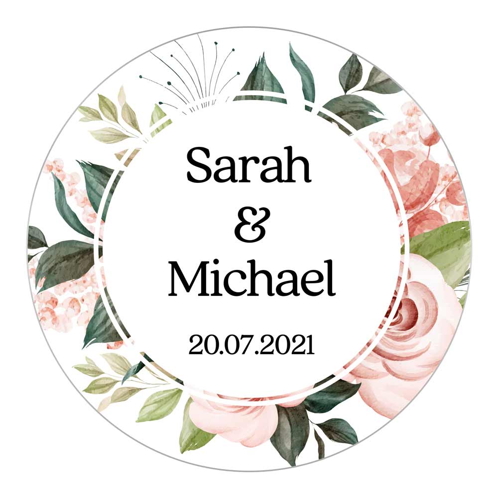 Round Delicate Floral Wedding Favor Sticker
