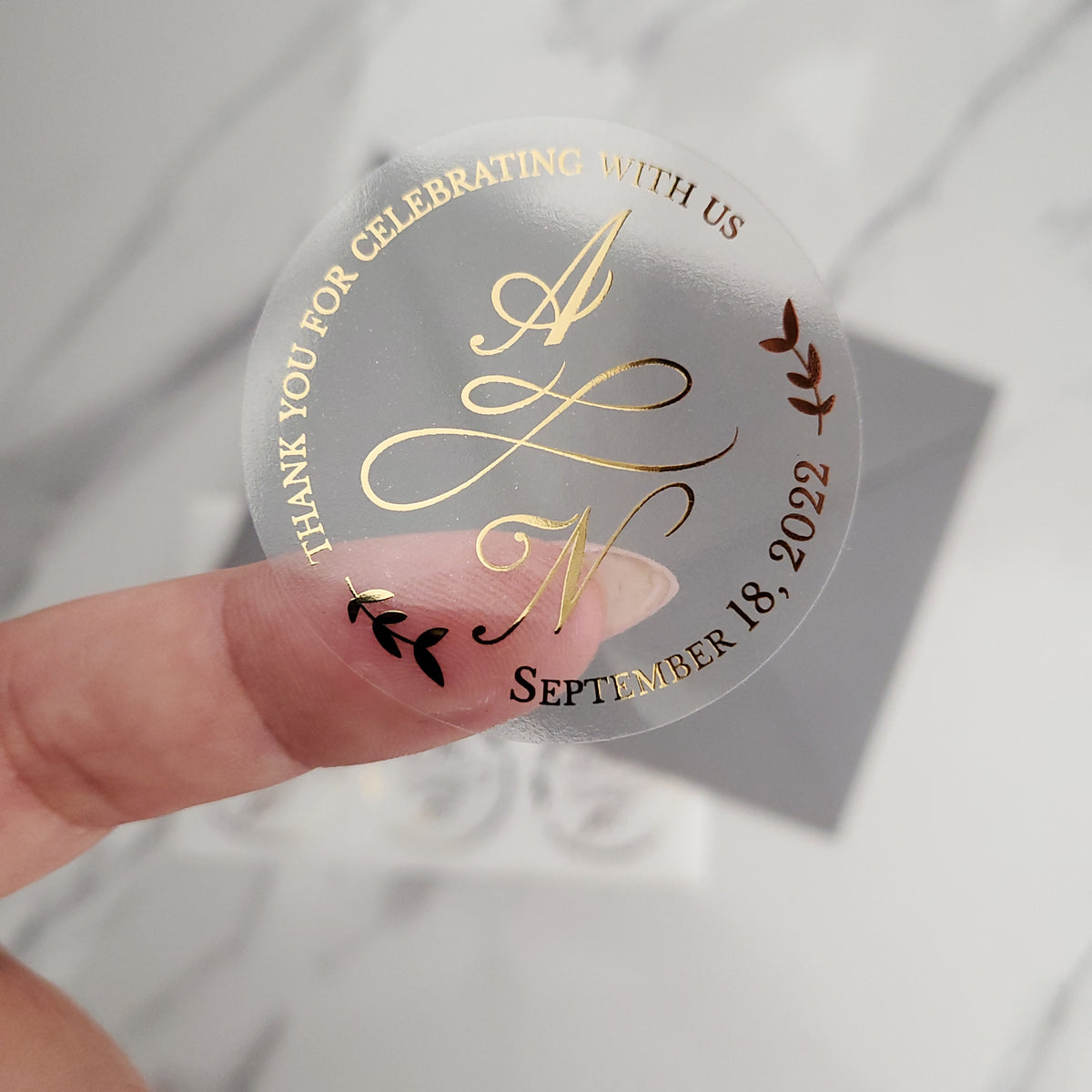 Custom Square Wedding Initial Stickers, Foiled Wedding Invitation Stickers,  Foil Wedding Envelope Stickers With Personalized Letters, 1.5 