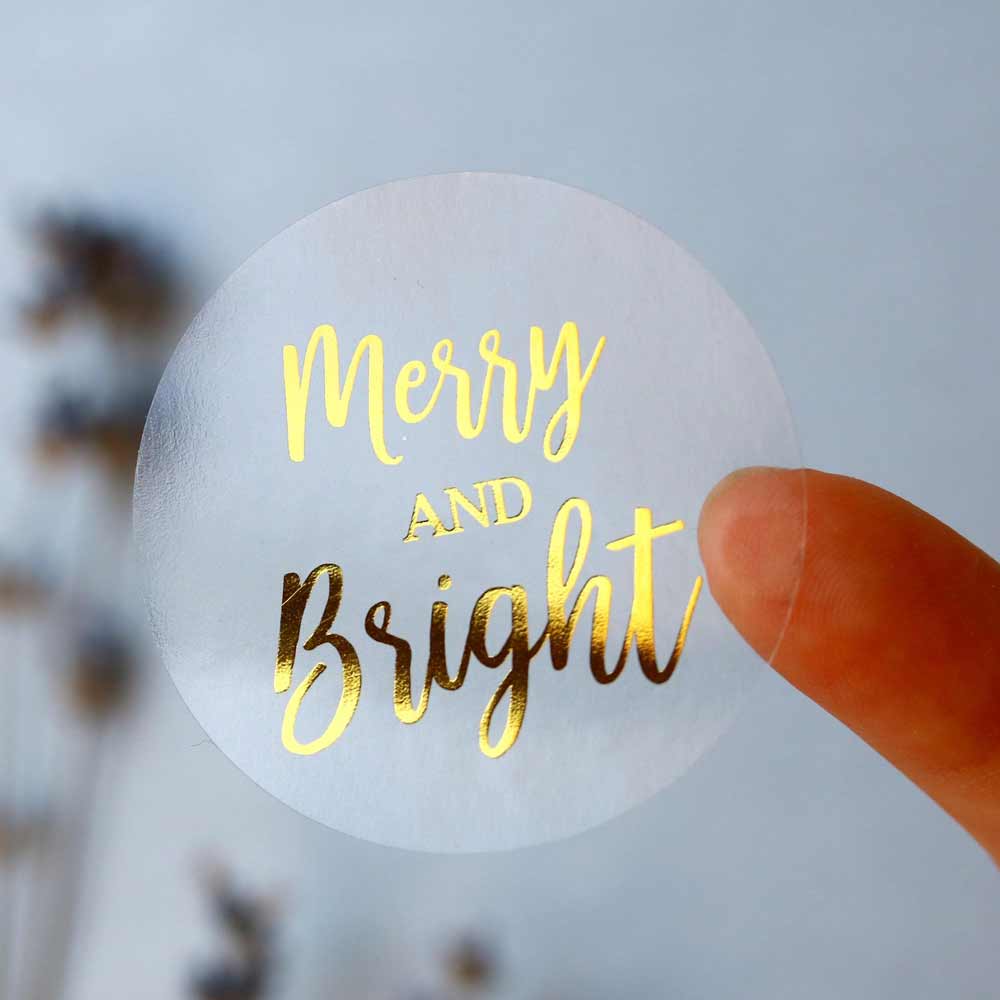 Merry Christmas Clear Gold Foiled Sticker for Gift - XOXOKristen