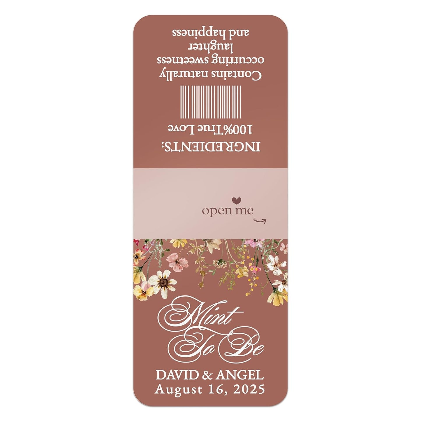 Terracotta and wildflowers Tic Tac labels for wedding celebrations