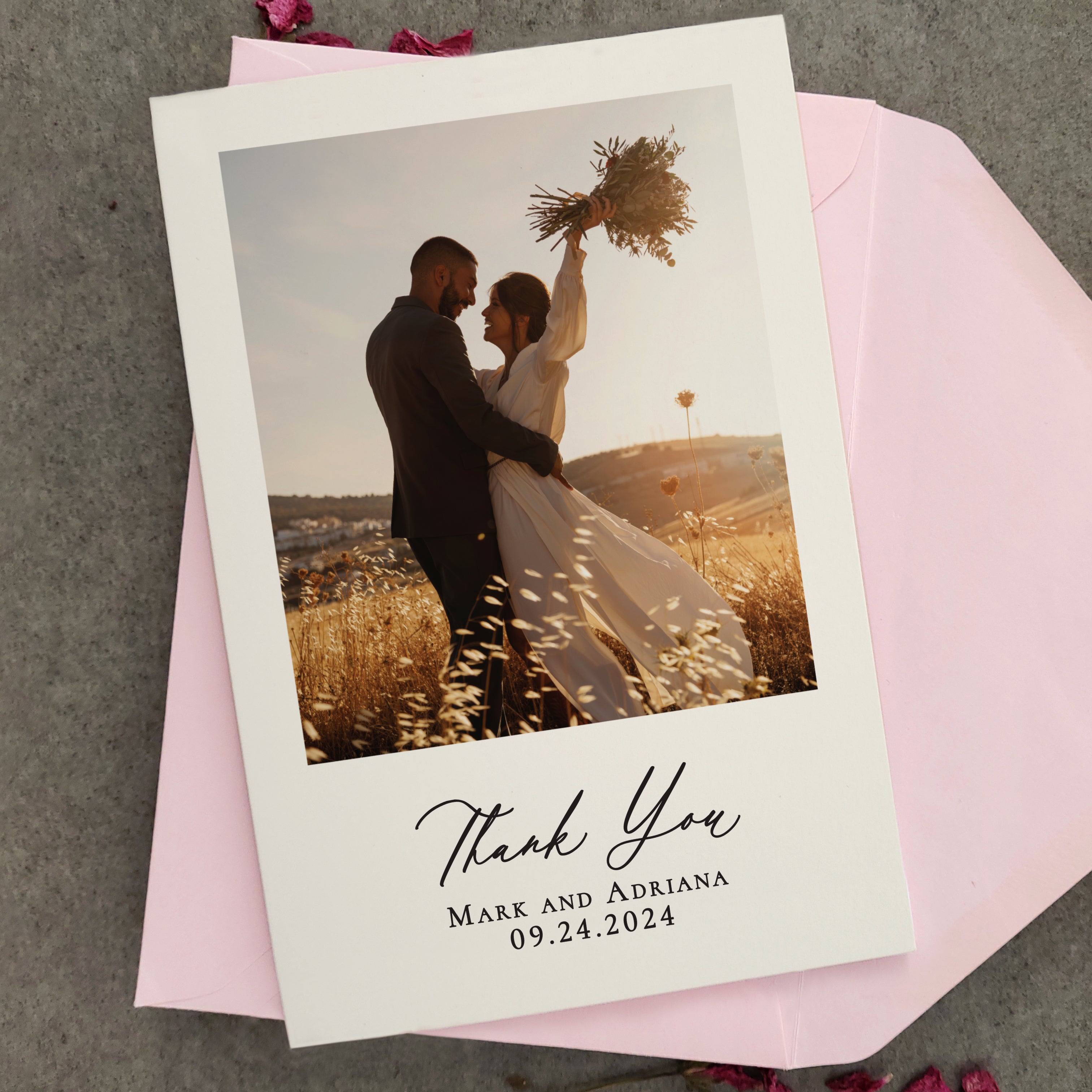 Custom Wedding Thank You Cards, Watercolor Wedding Thank You, Personalized Photo fashion Thank You Card, Printed Photo Thank You, Wedding Thank You