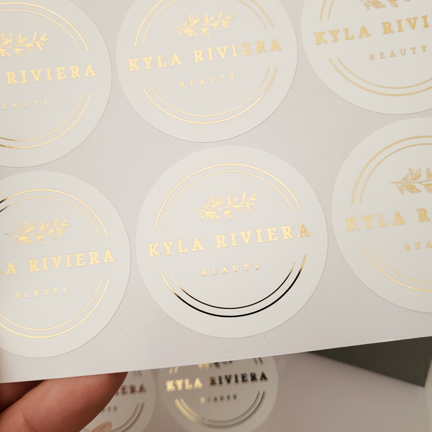 personalized product labeling sticker with gold foil for small businesses - XOXOKristen