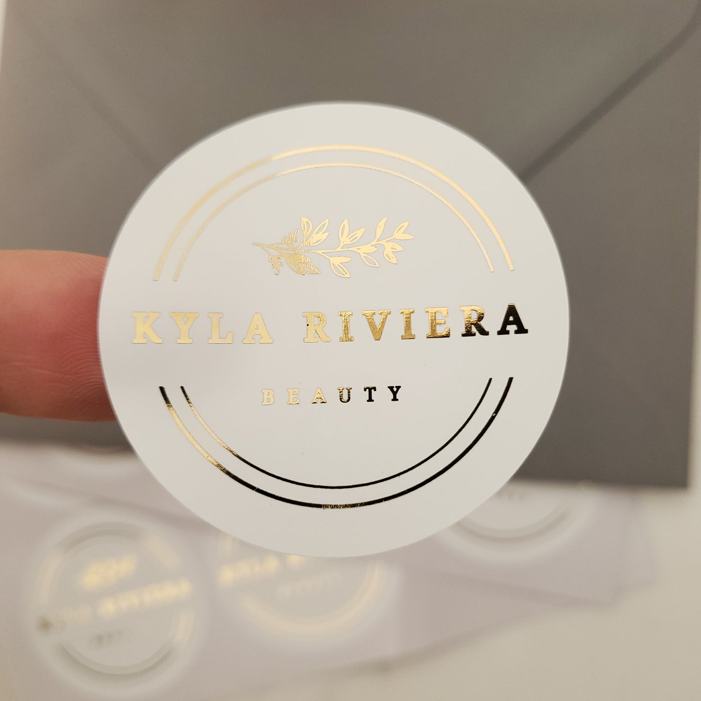 personalized product labeling sticker with gold foil for small businesses - XOXOKristen