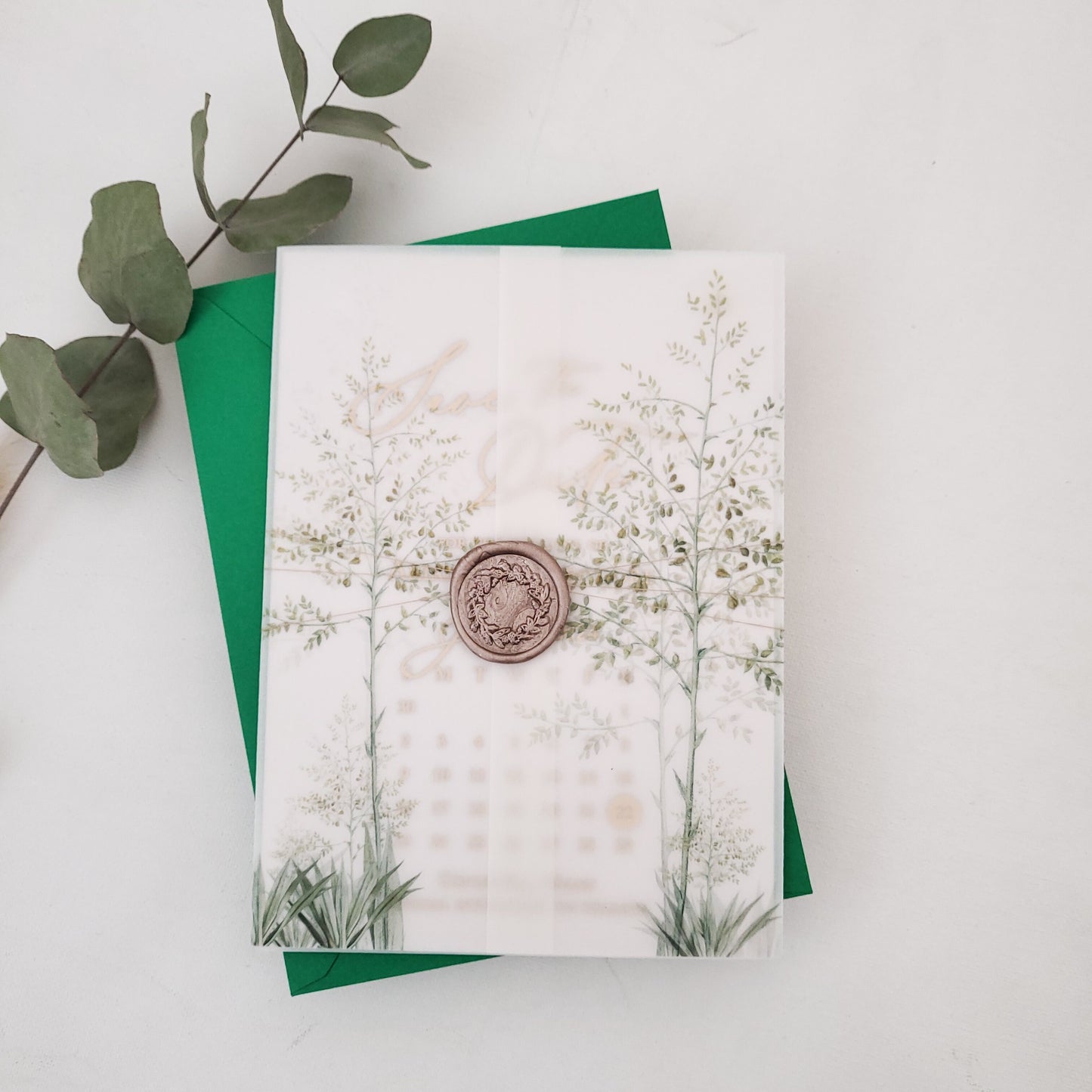 greenery vellum jacket for wedding invitation - XOXOKristen