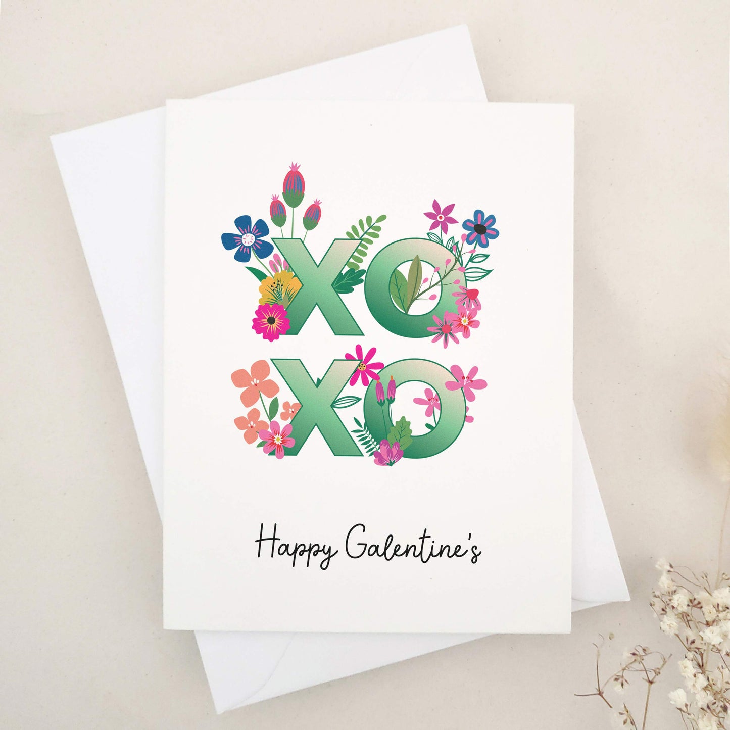 Celebrate this Valentine's Day with our gorgeous Happy Galentine's cards, perfect for showing love and appreciation to your bestie, friends, and sister. The design features a vibrant blend of flowers, bold typography, and elegant calligraphy-style 'Happy Galentine's' print.