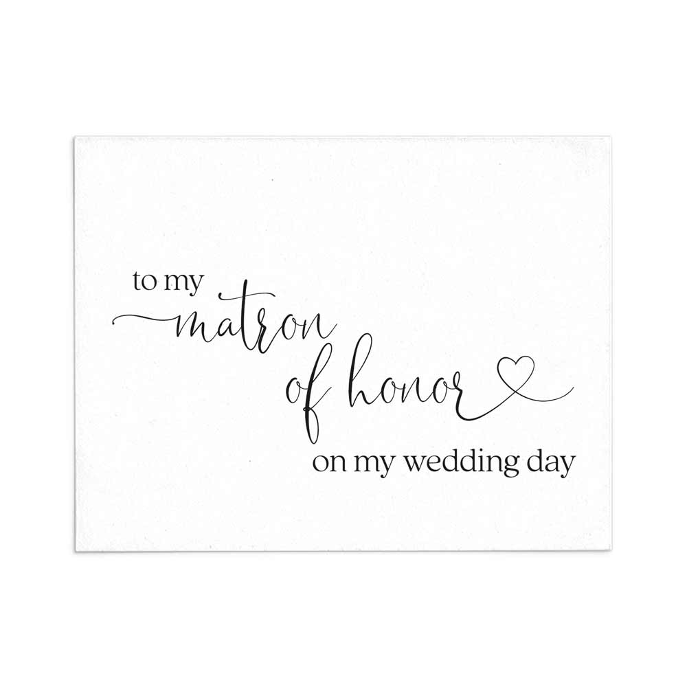 wedding note card to my matron of honor on my wedding day with love symbol - xoxokristen