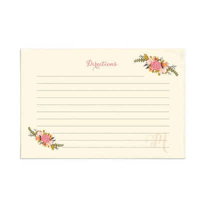 Ivory recipe cards with floral design and monogram letter - XOXOKristen