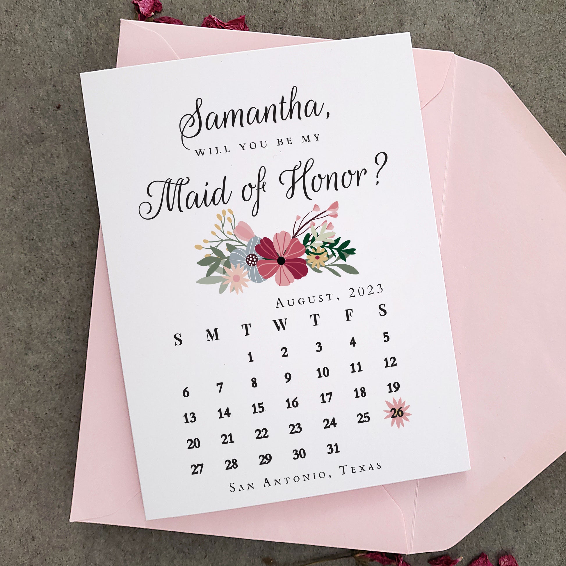 custom will you be my maid of honor calendar proposal card - XOXOKristen