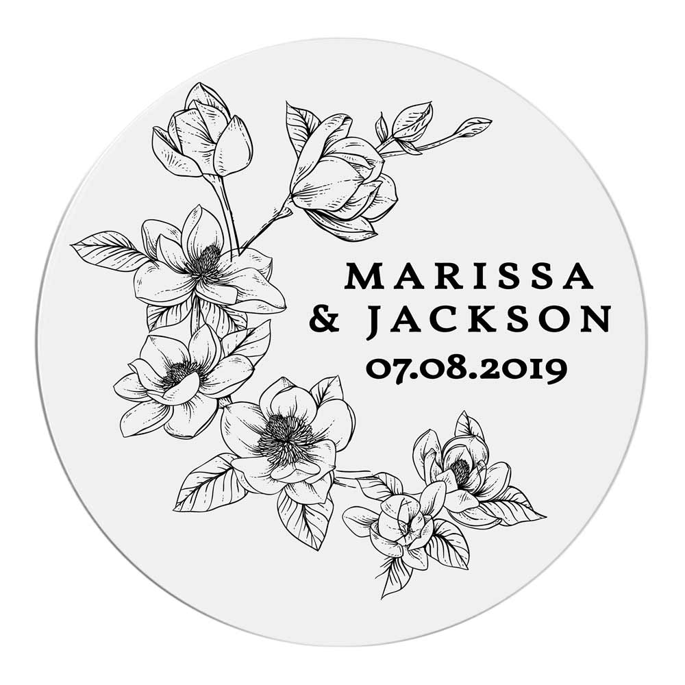 Custom wedding thank you sticker with monogram initials and gold foiled lettering. Entirely personalized clear labels.