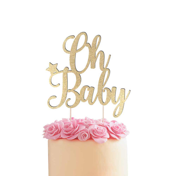 Oh Baby Rose Gold Cake Topper